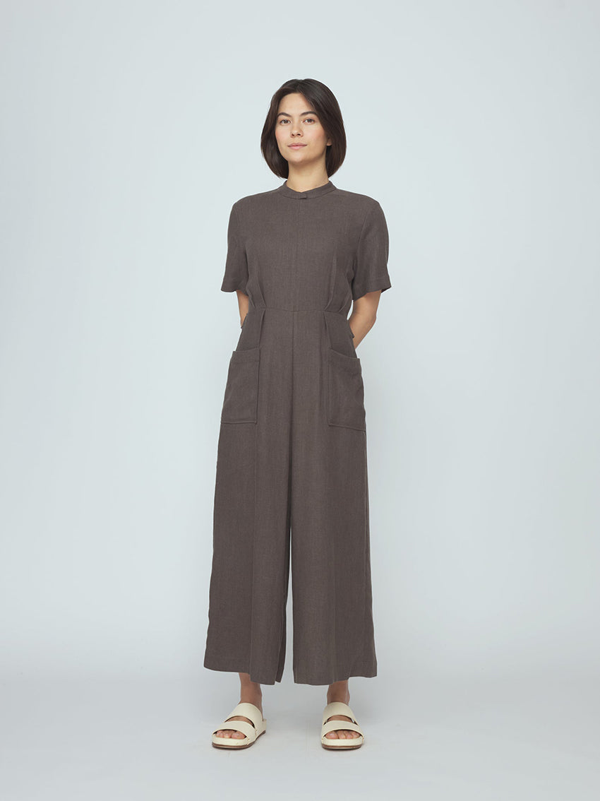 Mandarin Jumpsuit Deep Olive