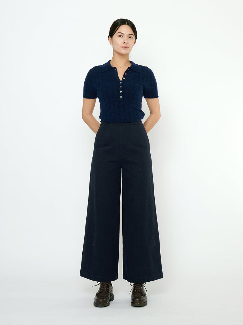 Signature Wide Legged Trouser Navy Black