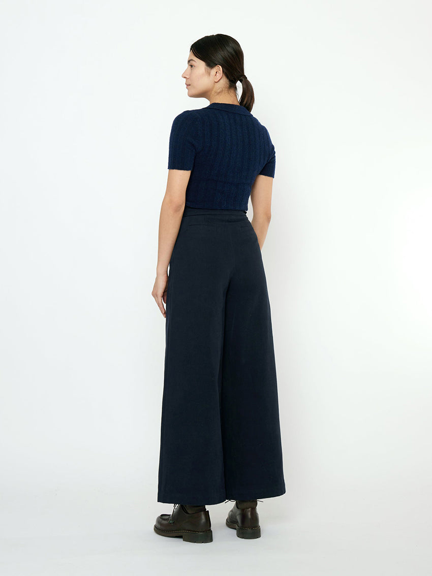 Signature Wide Legged Trouser Navy Black