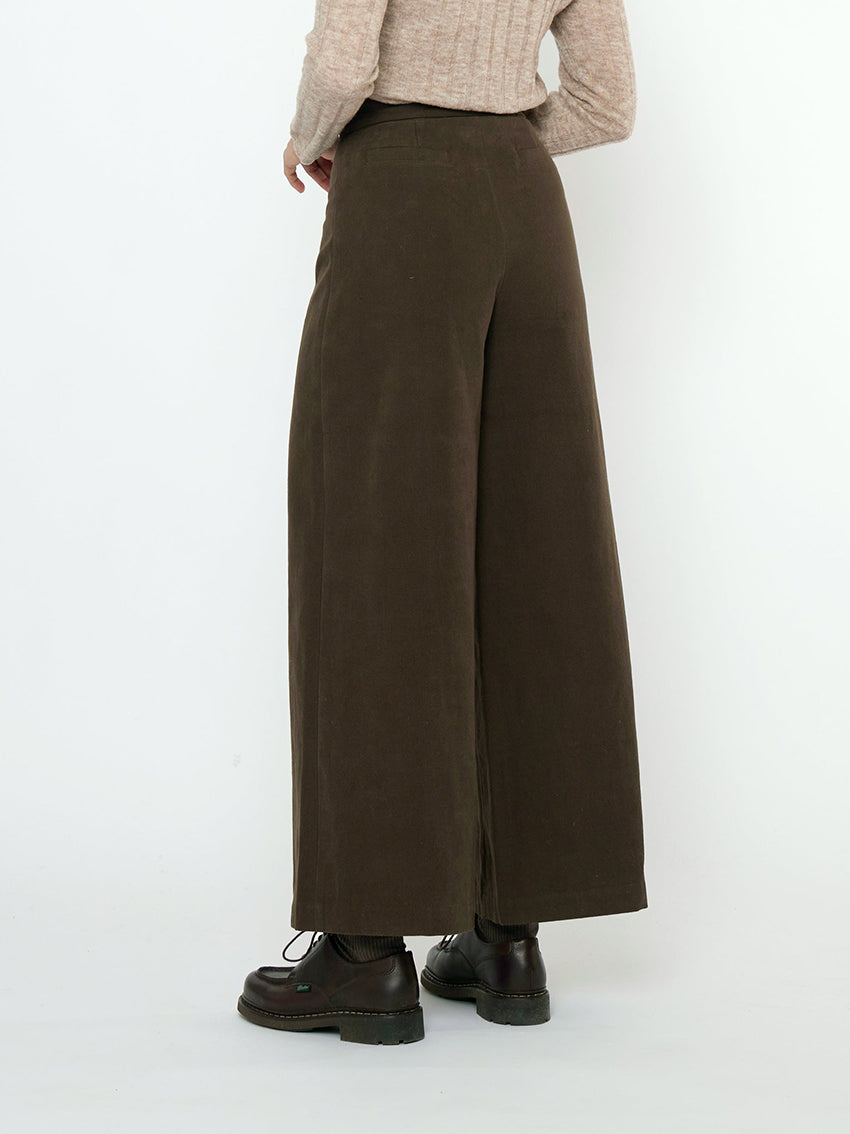 Signature Wide Legged Trouser Taupe Brown