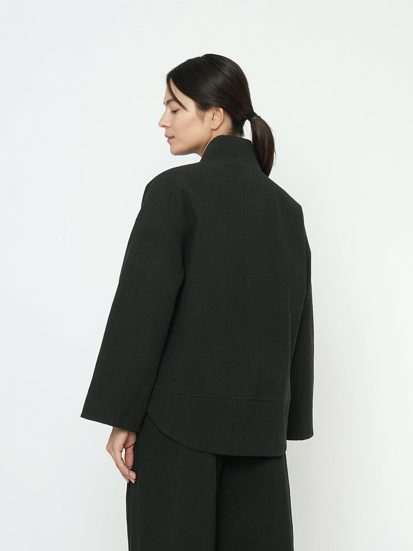 Textured Pockets Blazer Black