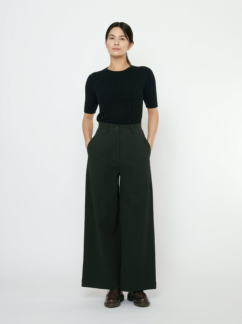 Textured Wide Legged Skate Trouser Black