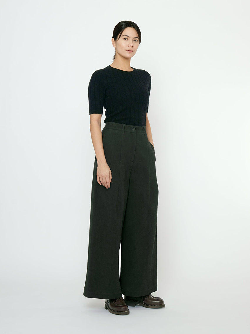 Textured Wide Legged Skate Trouser Black
