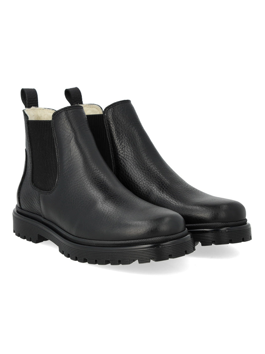 Chelsea Boot Tracksole Wool Lining Black Blacck