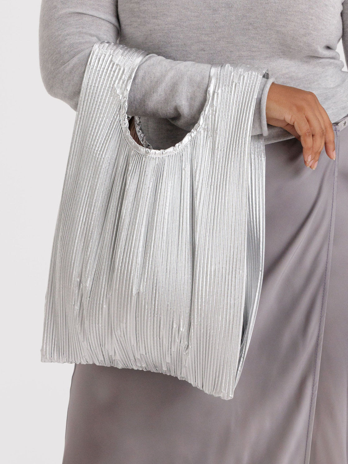 Pleated Baggu Chrome Metallic
