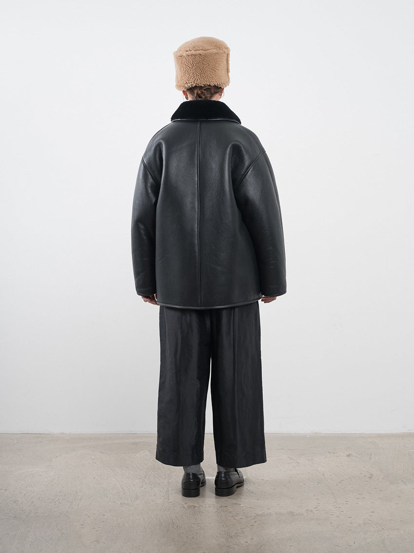 Leather Back Straight Hair Ronny Jacket Black