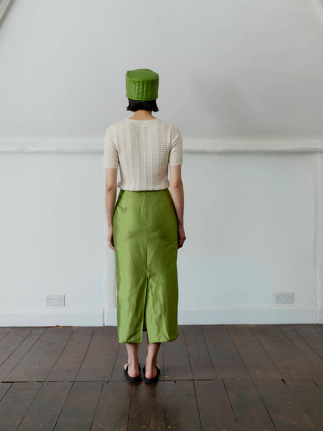 Silk Dupion Sadie Skirt Apple