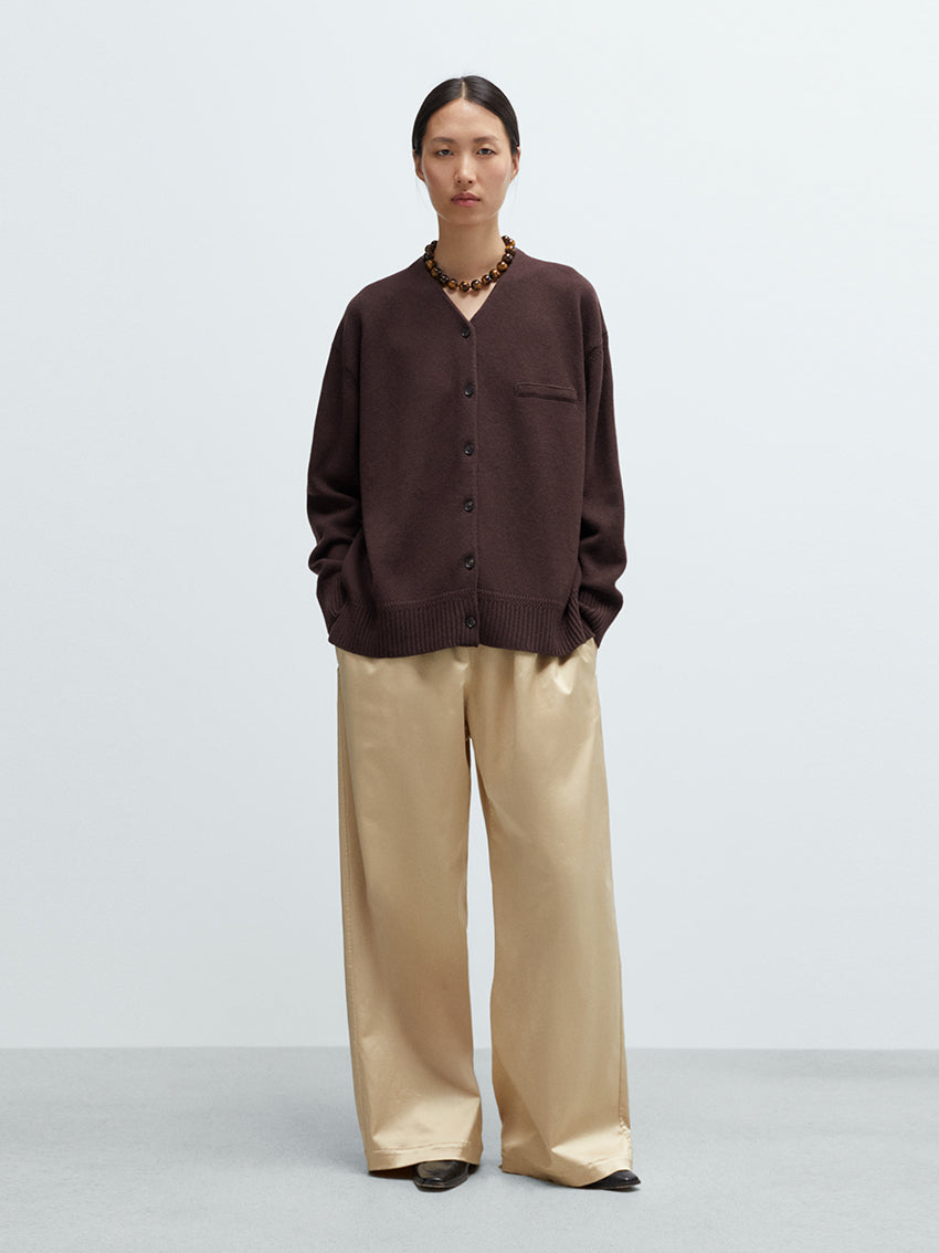 Merino Wool Cardigan Prune