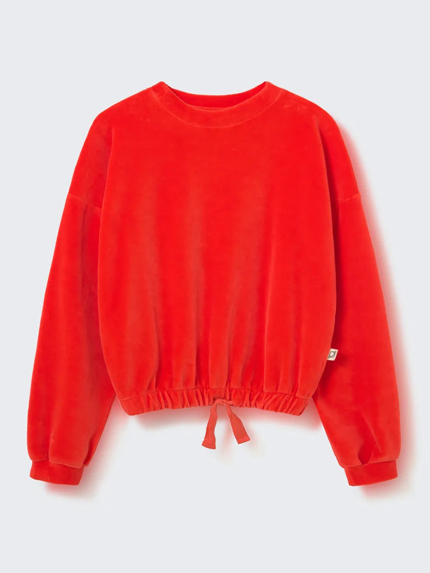 Fara Velour Bow Sweatshirt Spicy Orange