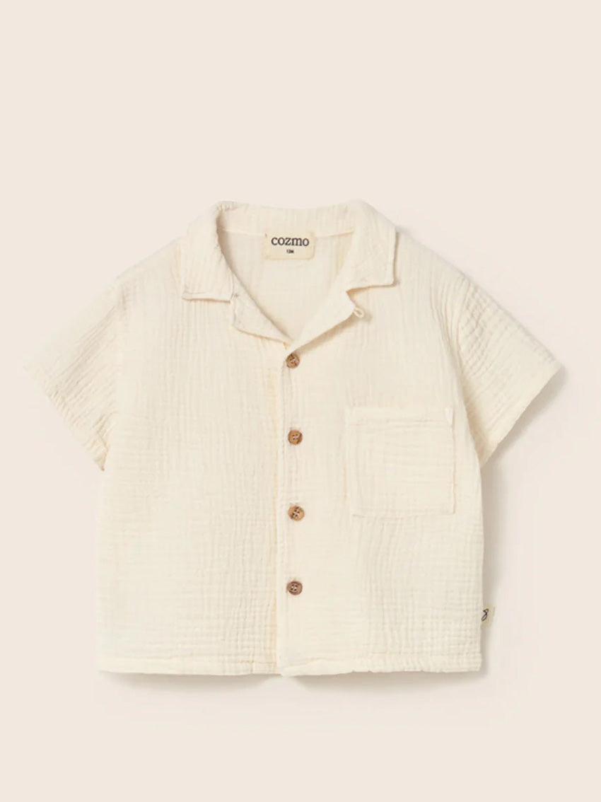 Abel Soft Gauze Baby Shirt Ivory