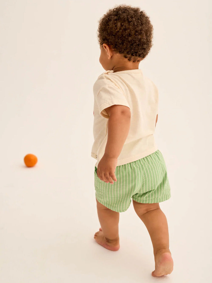 Ciro Green Striped Linen Baby Shorts