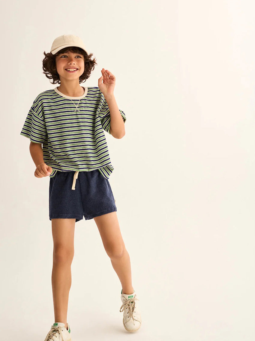 Enea Blue Green Striped Terry T-Shirt