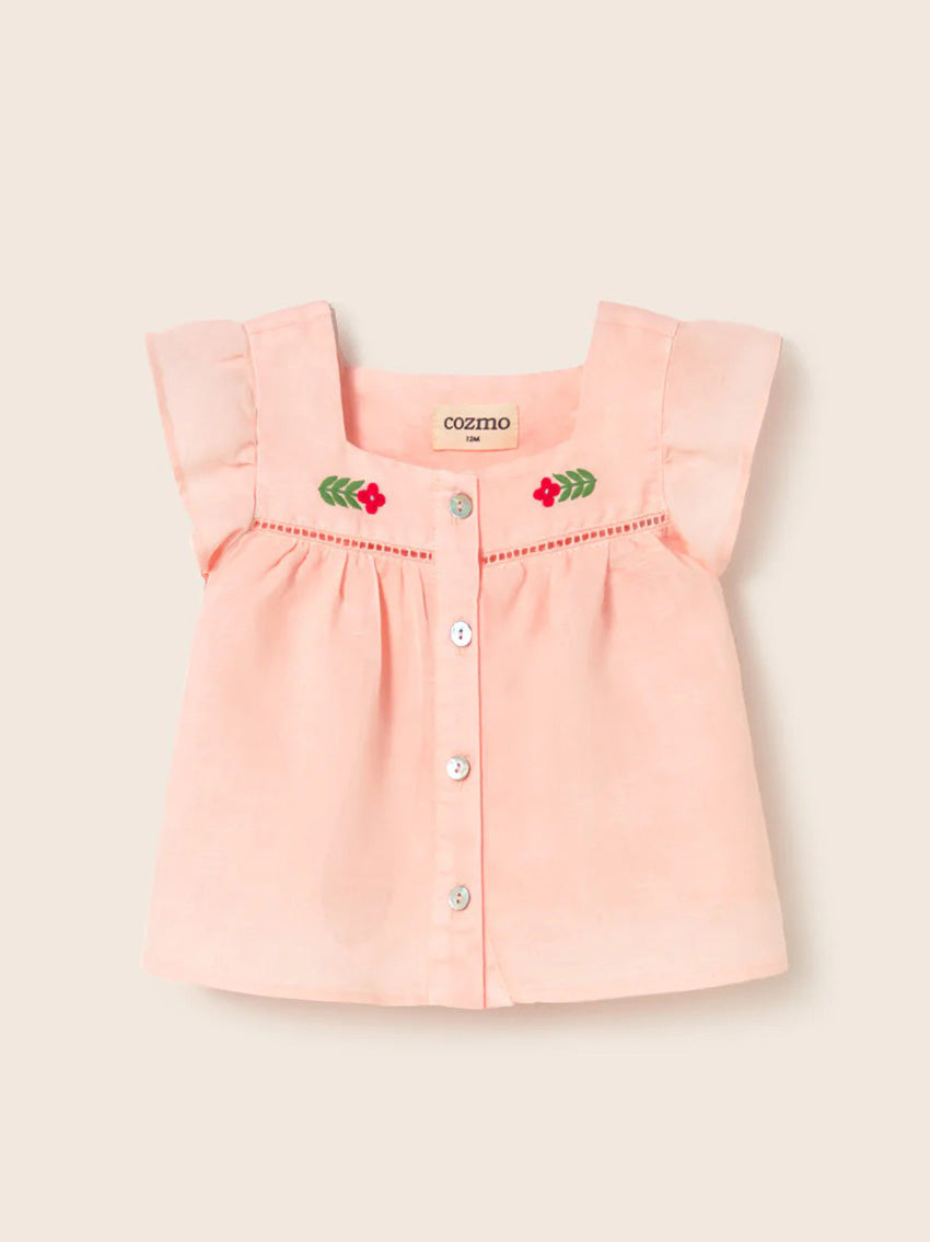 Vivi Linen Baby Blouse Cloud Pink