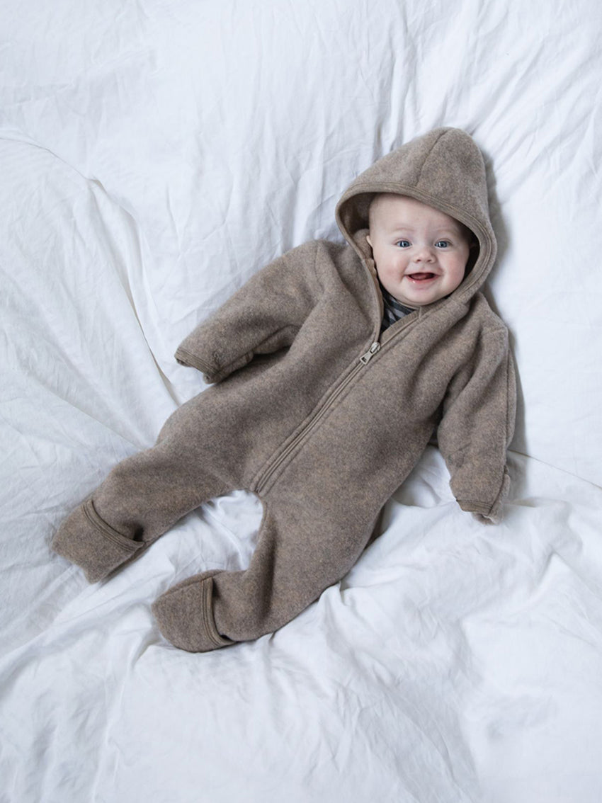 Hooded Zip-Fleece Overall Walnut Melange