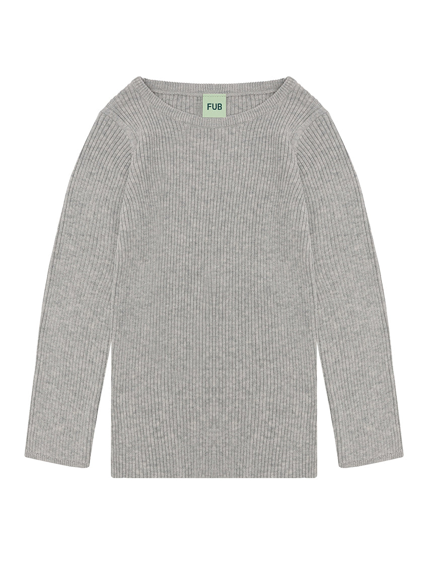Rib Blouse Light Grey Melange