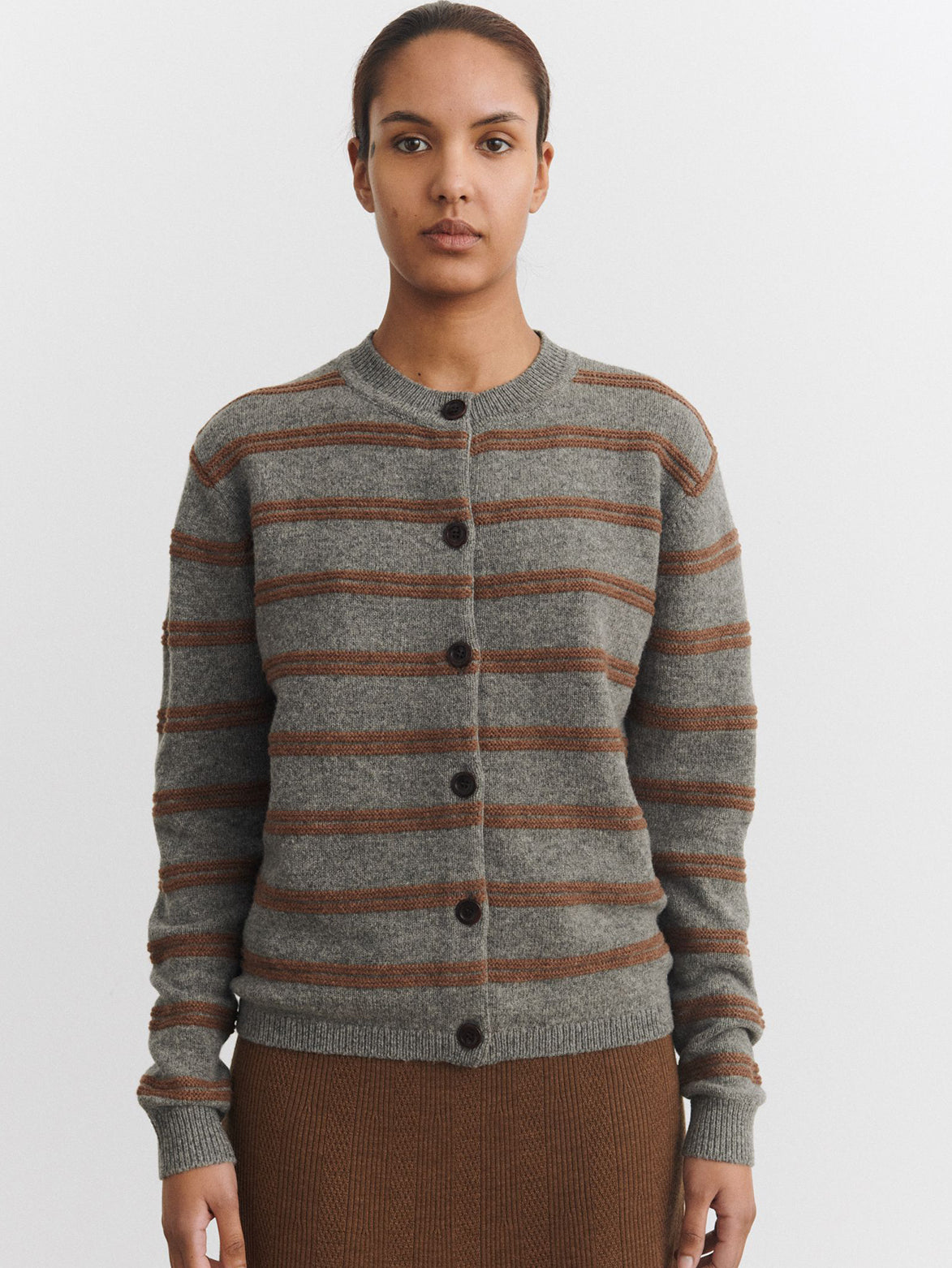 Lambswool Cardigan Steel / Hazel Melange