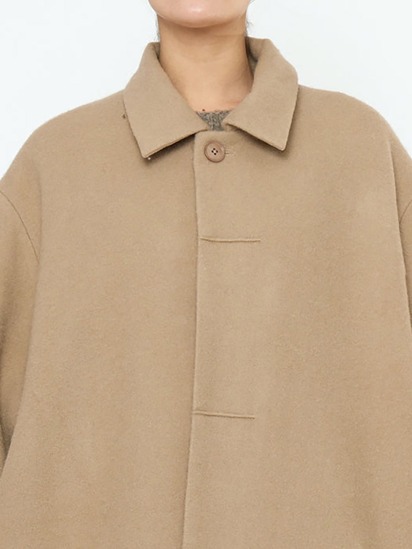 Cuffed Wool Coat Desert Sand