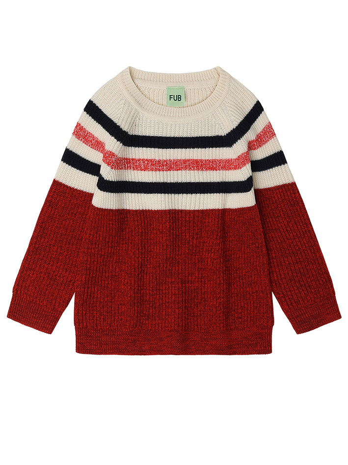 Raglan Sweater Signal Red/Cranberry Melange