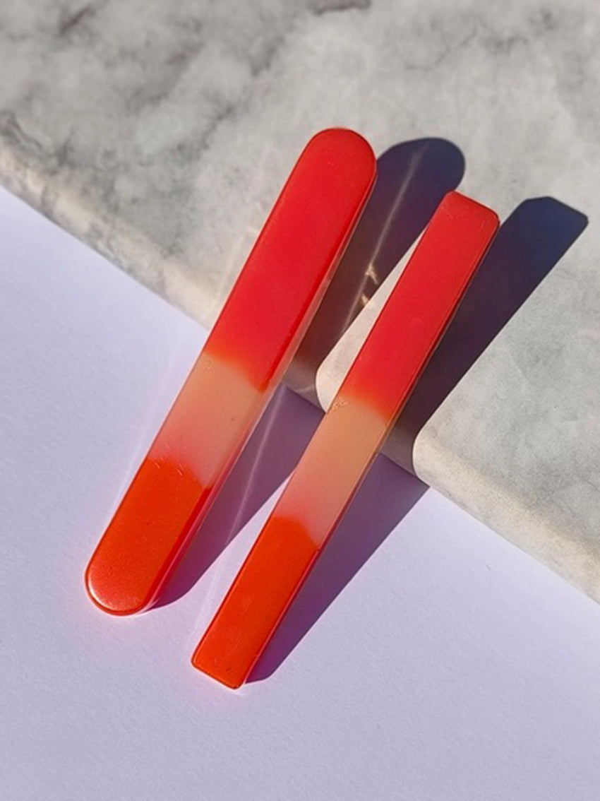 Minimal Set of 2 Resin Hair Clips Sunset