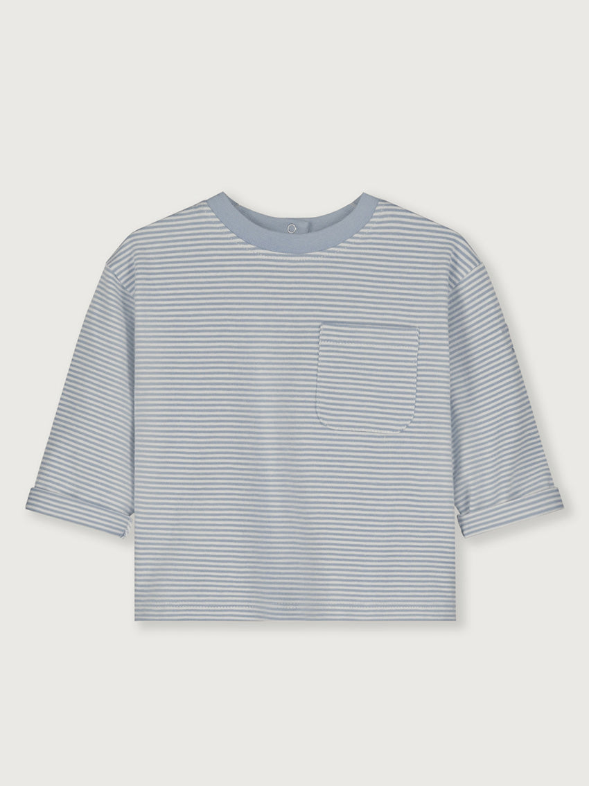 Baby Longsleeve Pocket Tee Stone Grey/Cream