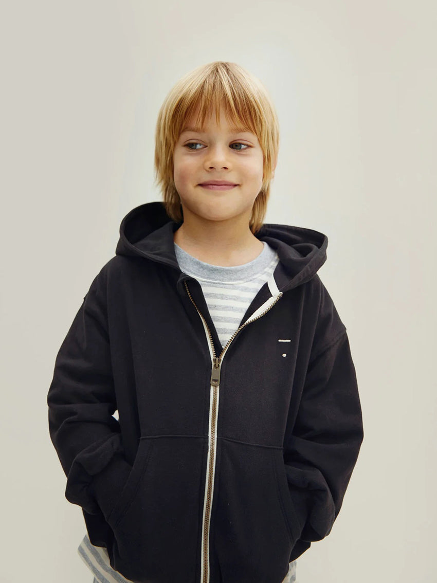Hooded Cardigan With Zip Pirate Black