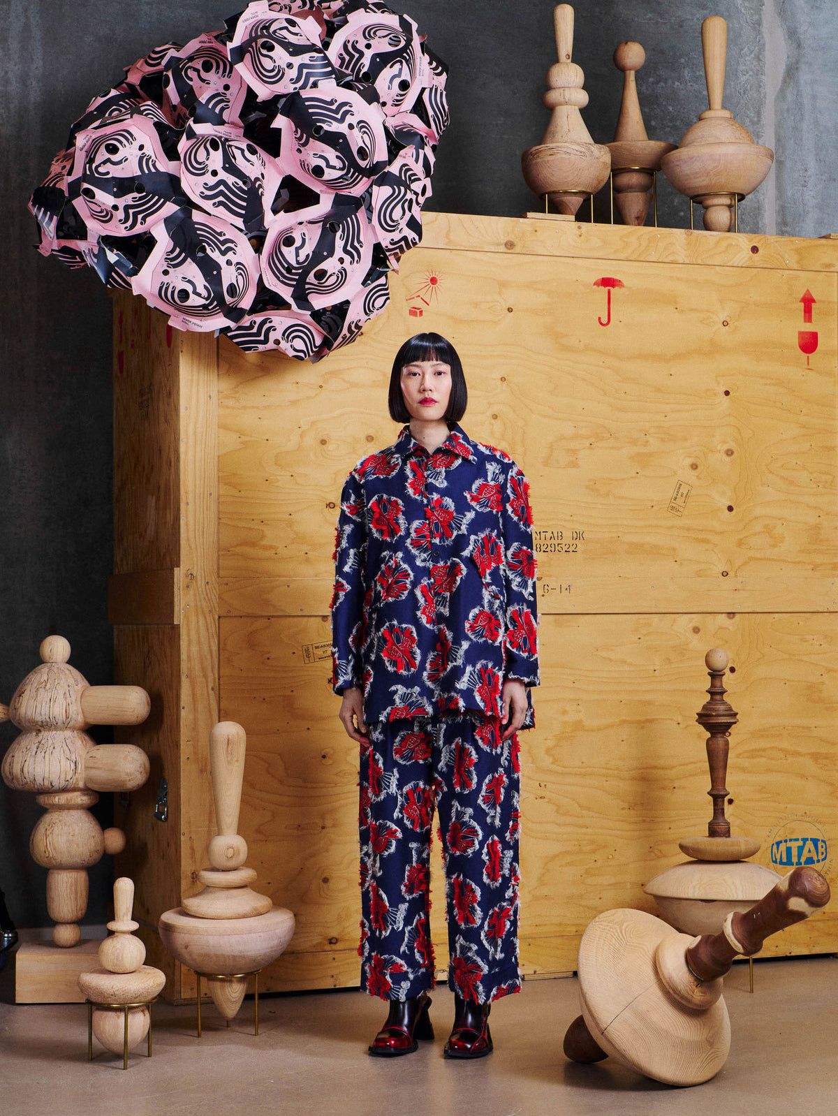 Love You Blouse Red Navy Birdy