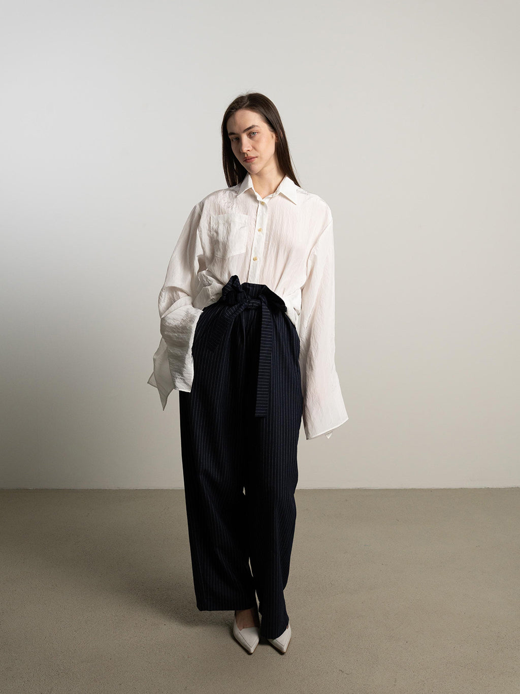 Ruffle Pants Night Pinstripe