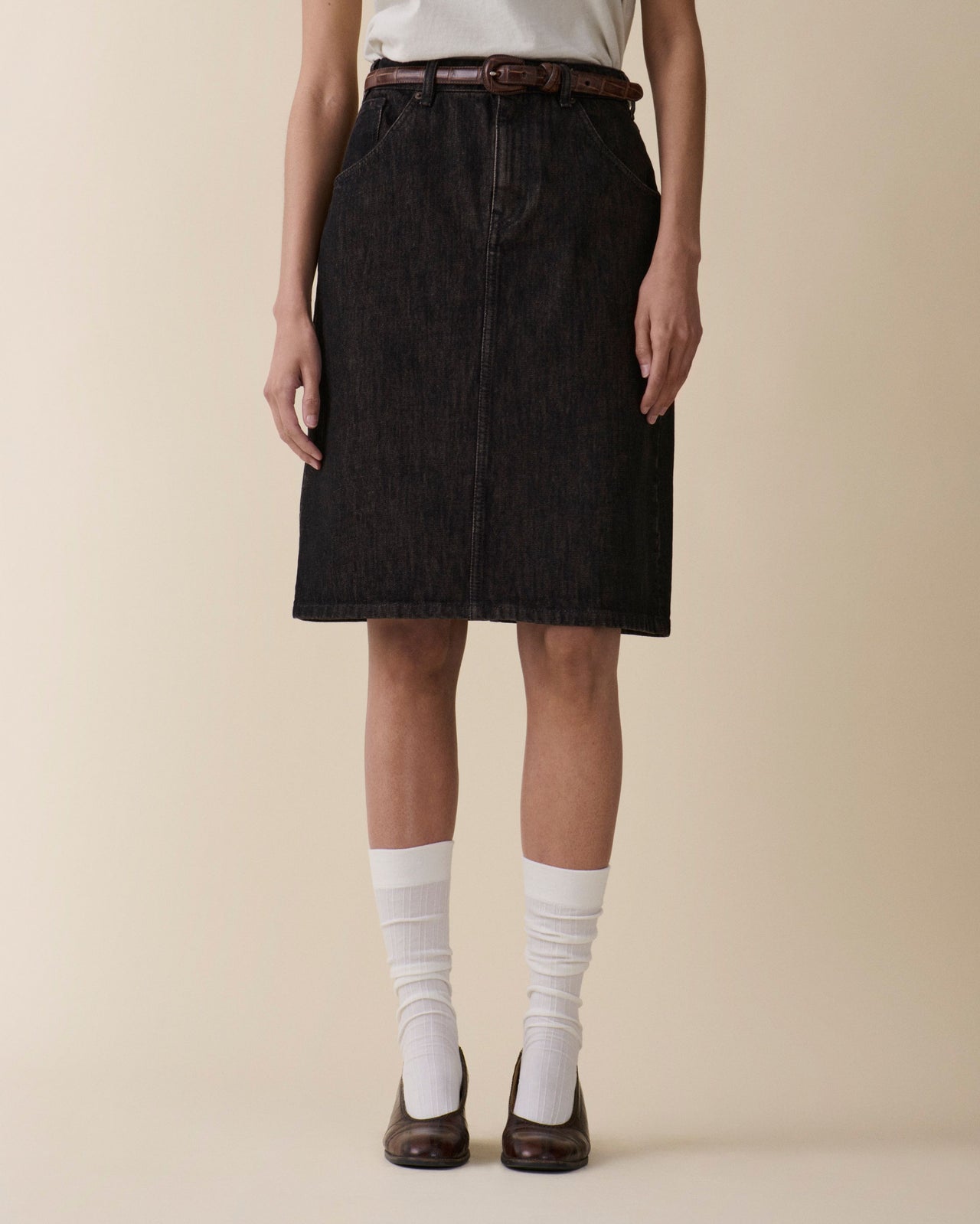 Anais Denim Skirt Brown Black