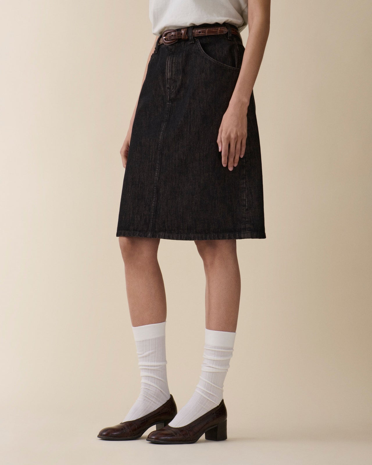 Anais Denim Skirt Brown Black