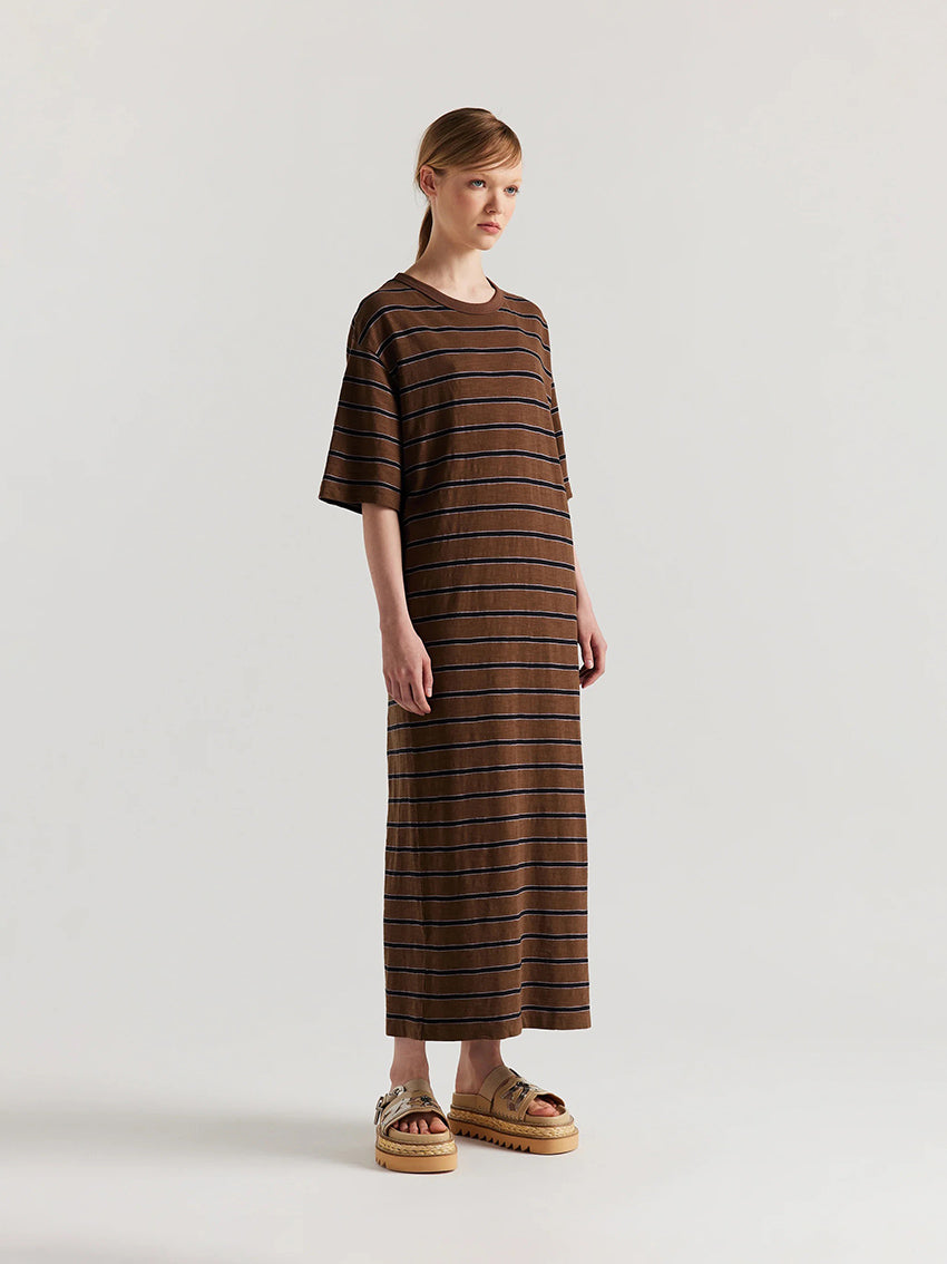 Fidelity Dress Brown / Black / Lilac Stripe