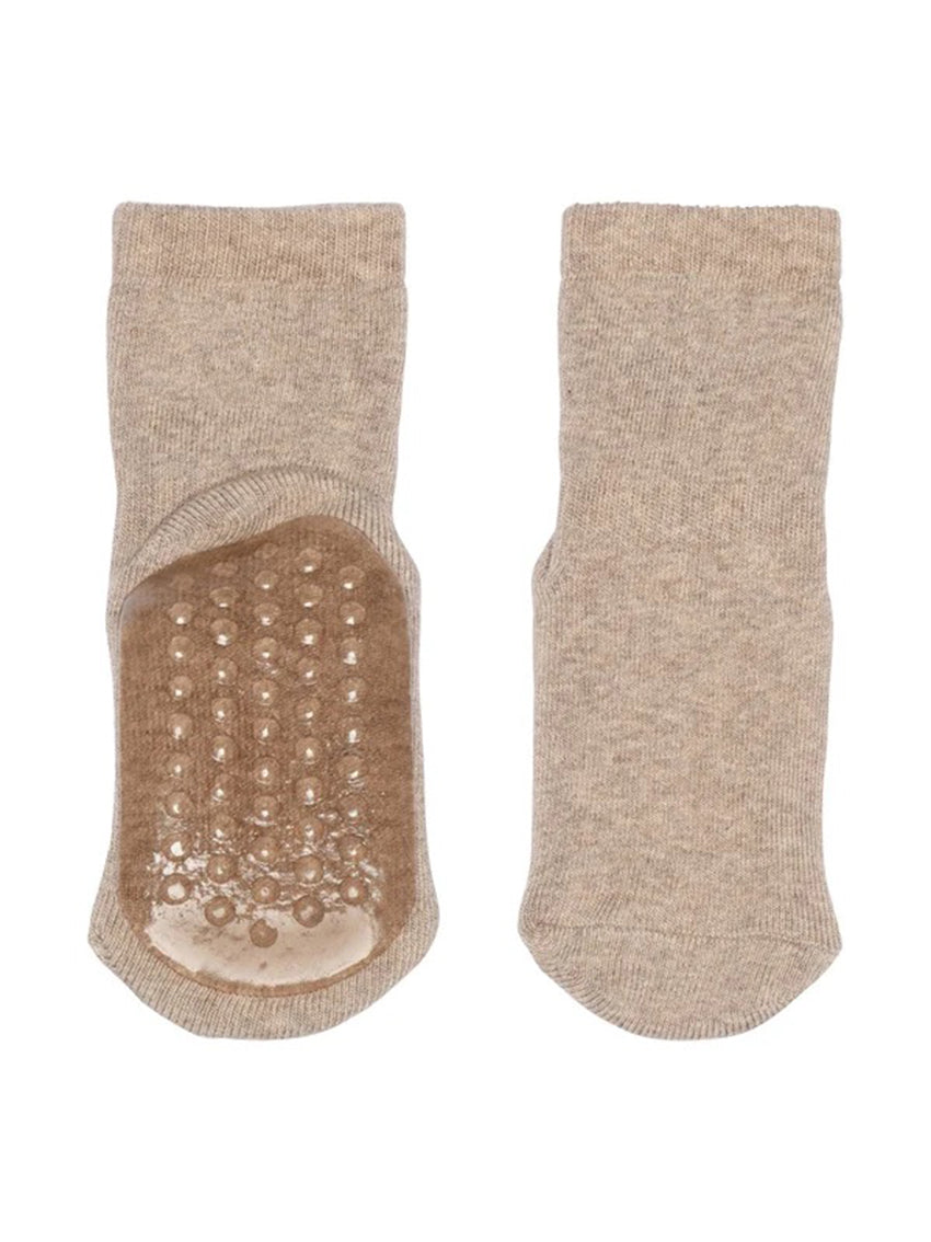 Anti Slip Socks Light Brown Melange