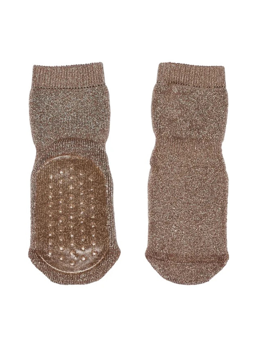 Celina Anti Slip Glitter Socks Brown Sienna
