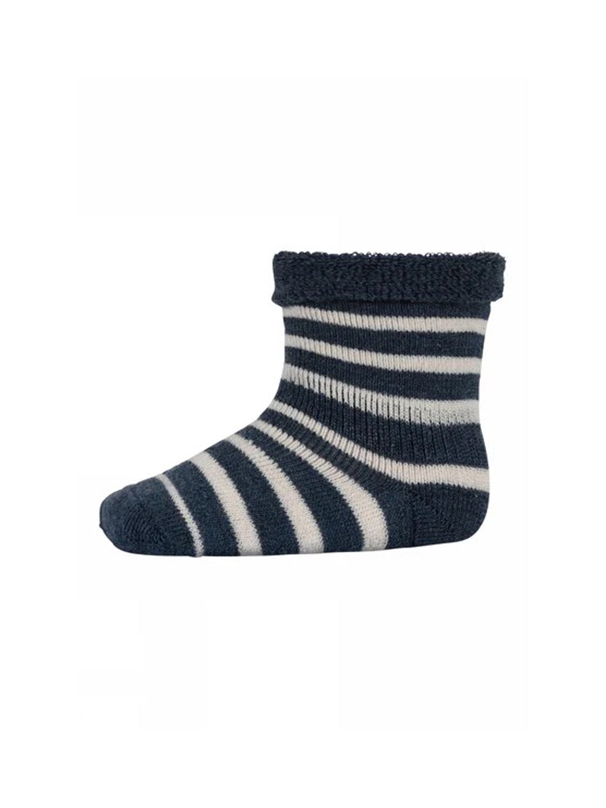 Elis Striped Wool Baby Socks Dark Denim