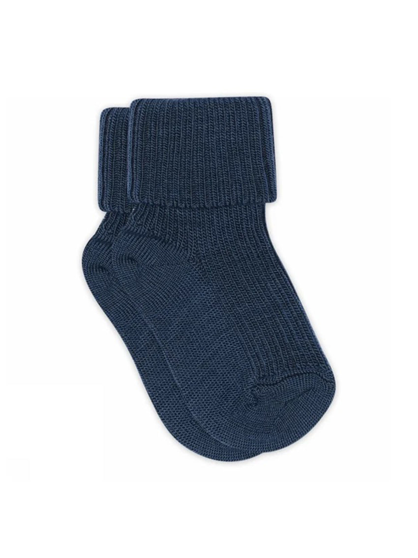 Wool Baby Rib Socks Dark Denim Melange