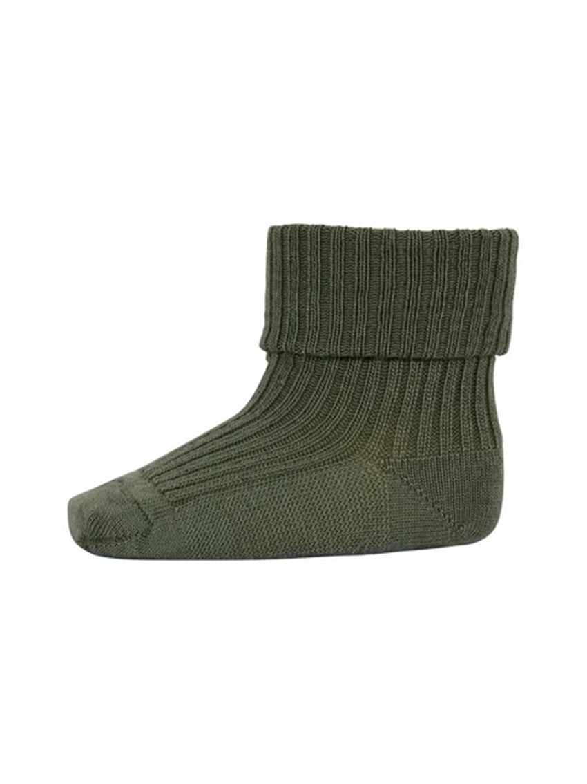 Wool Rib Baby Socks Olivine