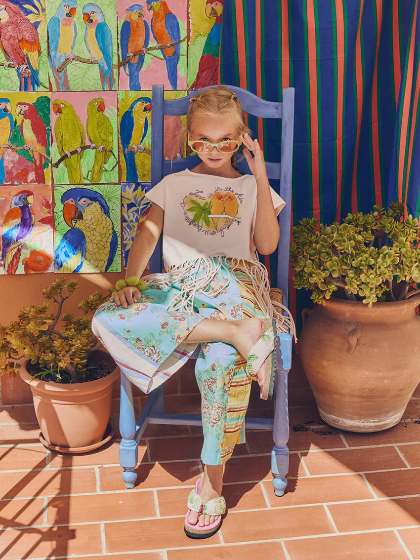 Vintage Flowers Patchworks Pants Mint