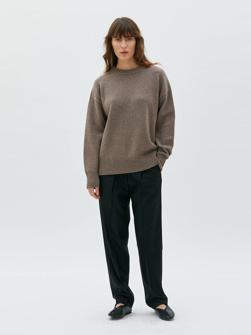 Fanna Long Wool Cashmere Sweater Taupe Melange