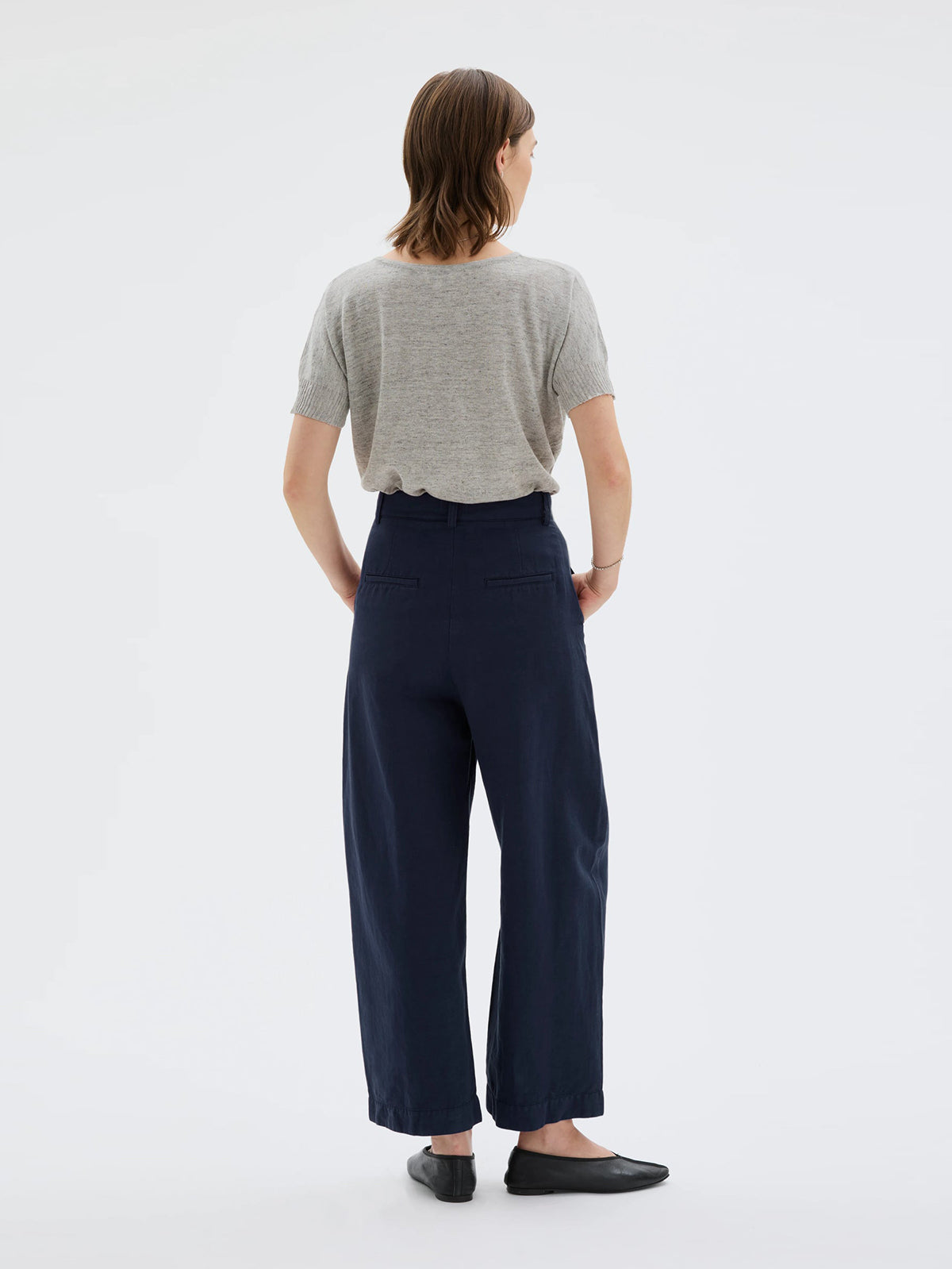 Hisa Curved Trousers Deep Night Blue