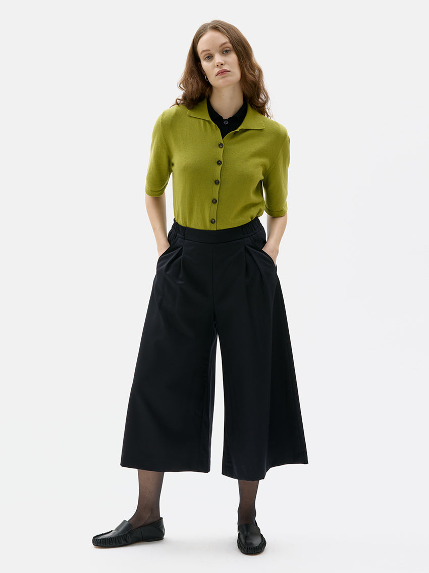 Lovo Fine Knitted Buttoned T-Shirt Green