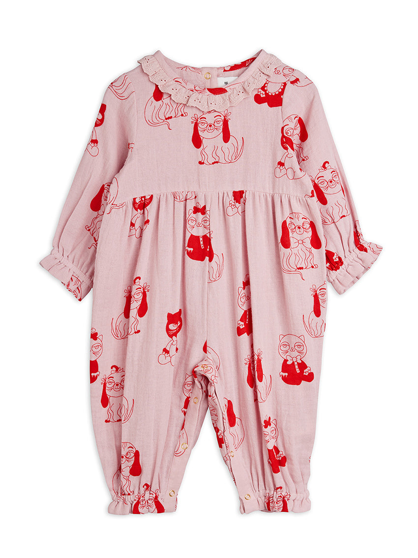 Minibabies AOP Woven Jumpsuit Pink