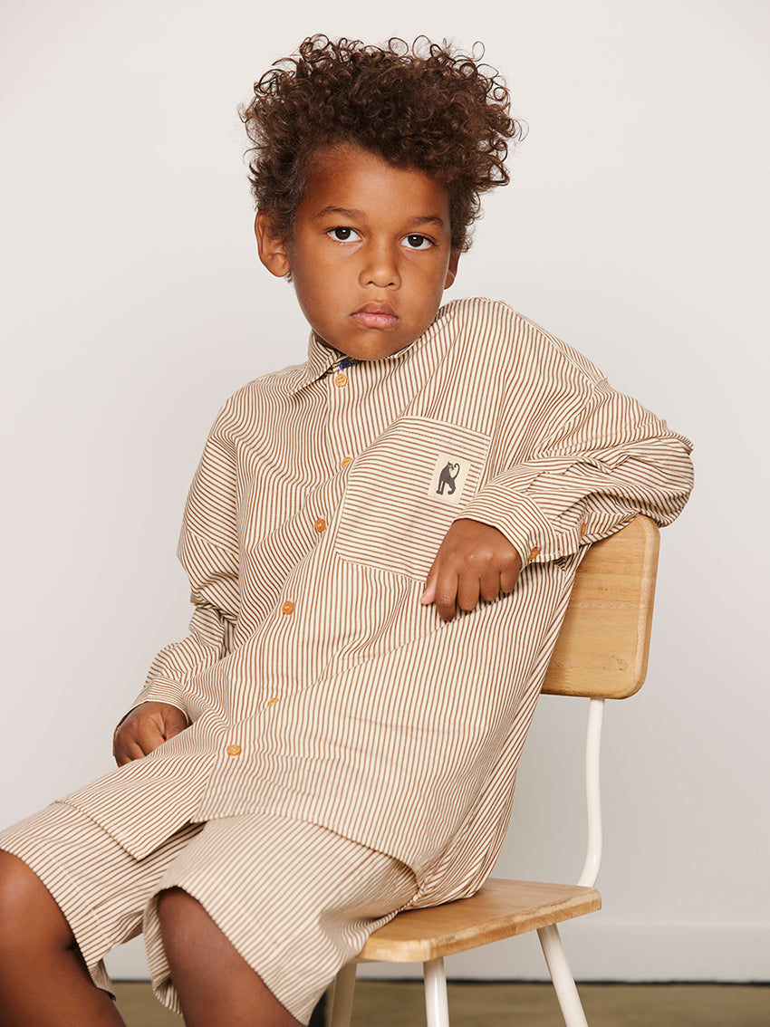 Poplin yd LS Shirt Brown