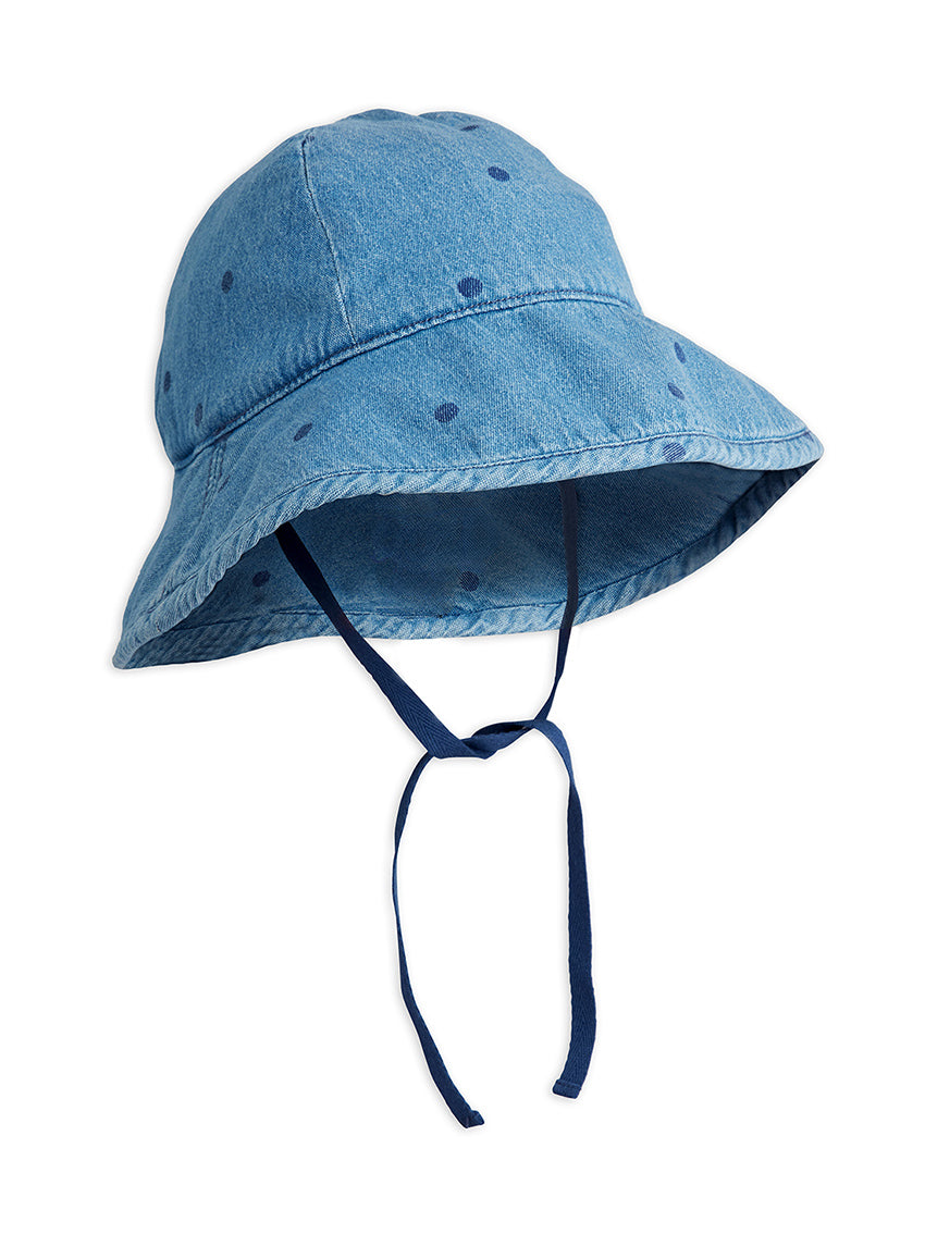 Denim Dots Sun Hat Blue