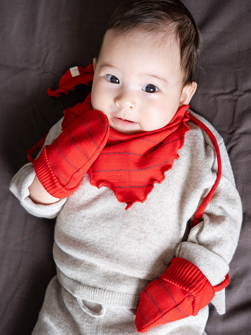 Allo Baby Wool Mittens Red Stripes