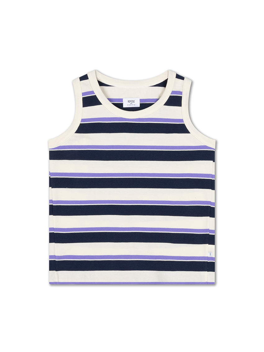 Slim Singlet Cream Teal Glacier Stripe