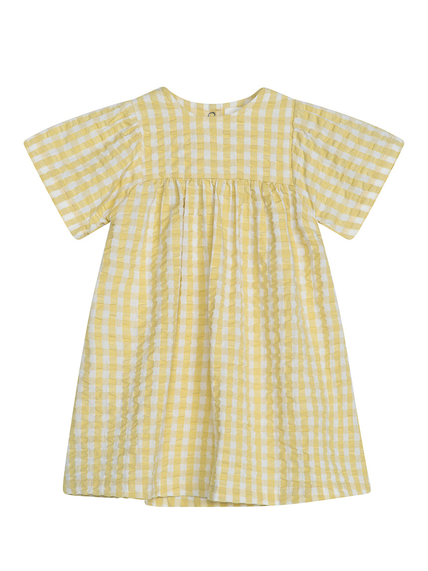 Baby Flair Dress Lemon Checks-Light Woven