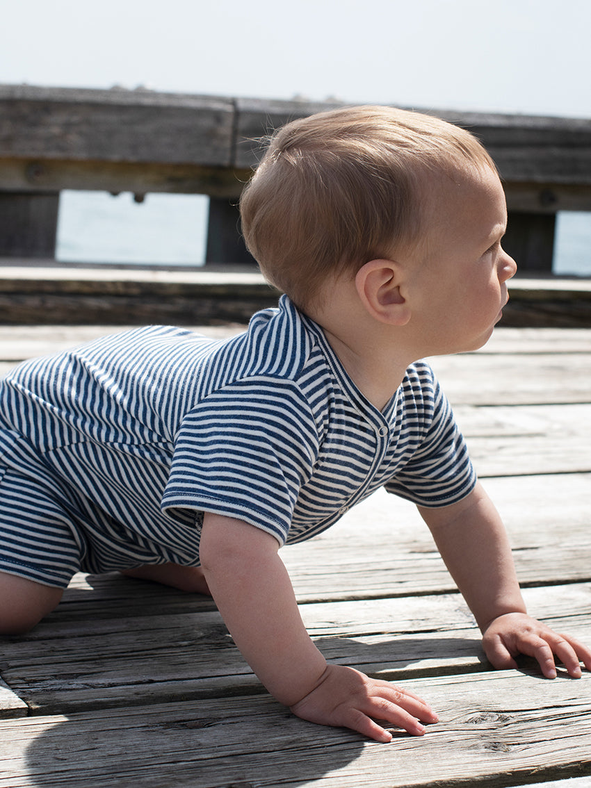 Baby Short Suit Stripe Navy/Offwhite