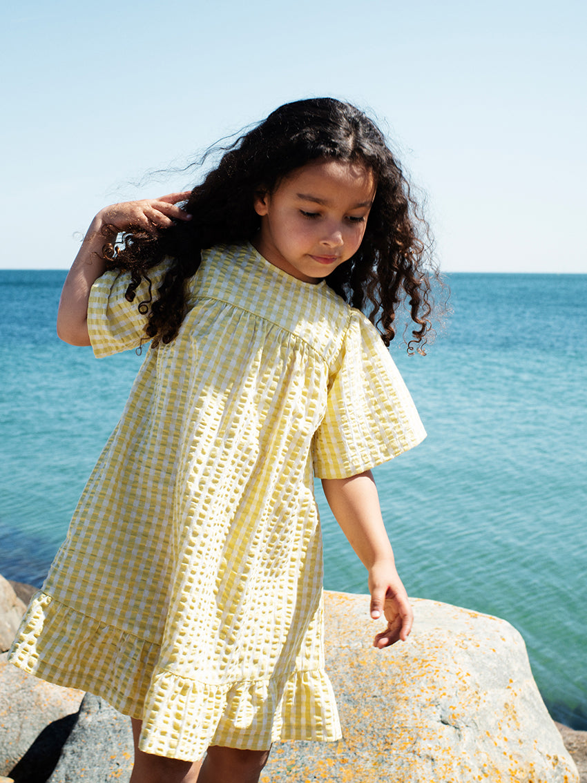 Flair Dress Lemon Checks-Light Woven