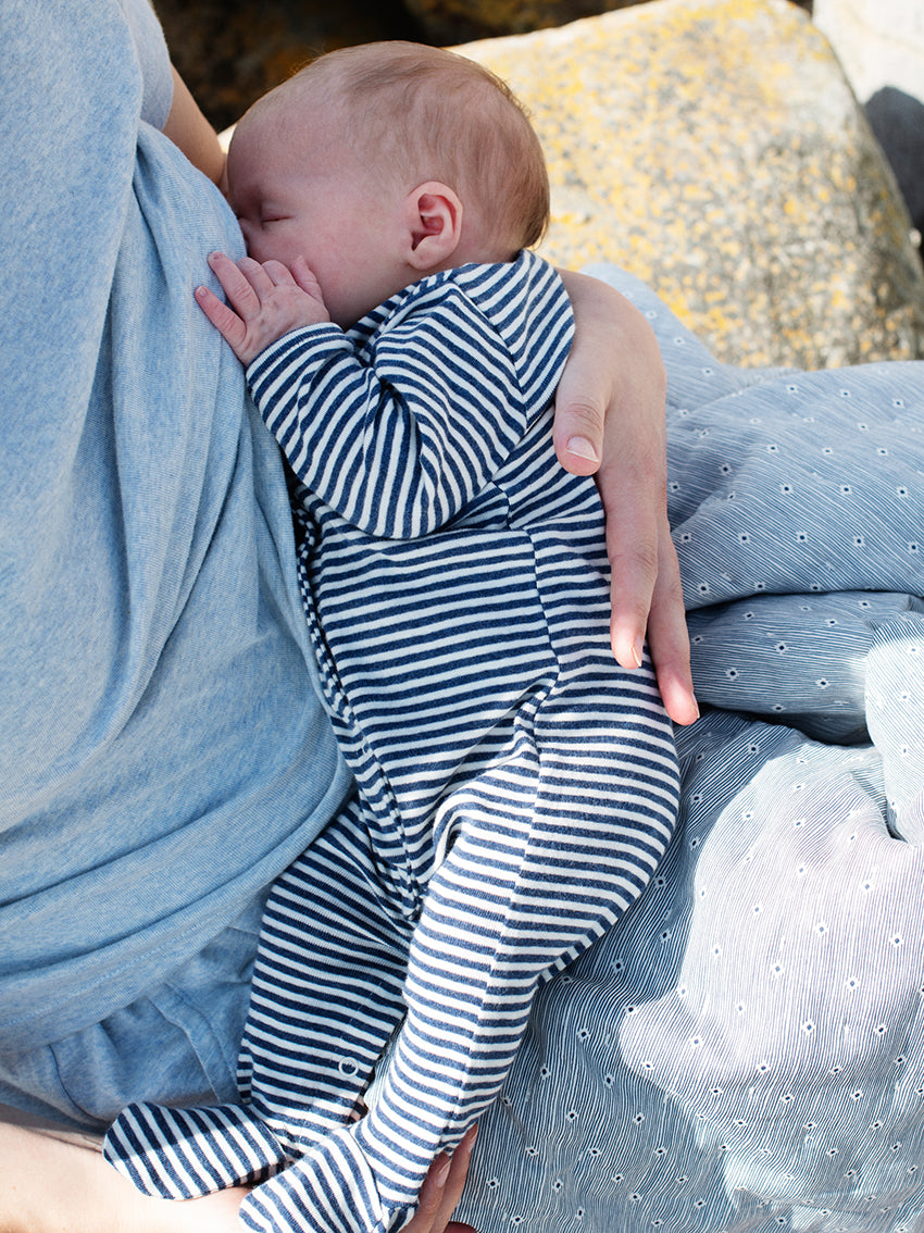 Newborn Rib Suit Navy/Offwhite