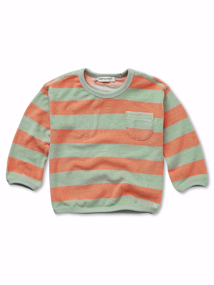 Terry Sweatshirt Stripes Slit Green