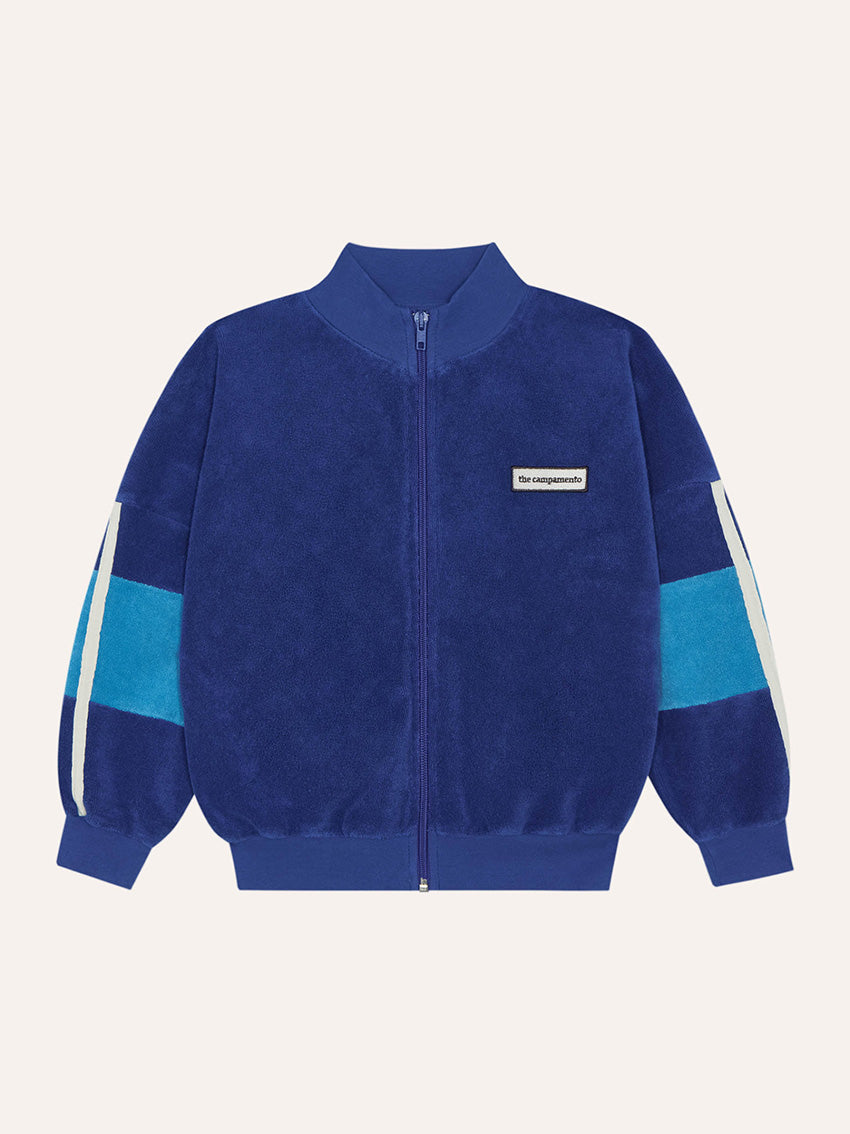 Blue Color Block Zipped Sweatshirt